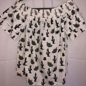 Cacti Print Across-the-shoulder Top